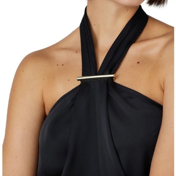 Jason Wu Front Bar Black Halter Top Size 12 - Picture 4 of 10